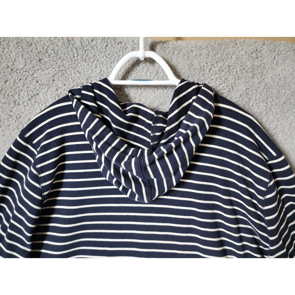 L.L. Bean Snap Front Hoodie Women 3X Blue White Striped Cotton Blend 502733 - Picture 10 of 11